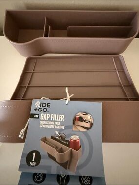 Packed with 2 Ride + Go Car Gap Filler Organizer in Brown